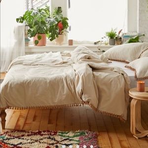 Urban Outfitters Washed Cotton Tassel Duvet Cover- Never Used